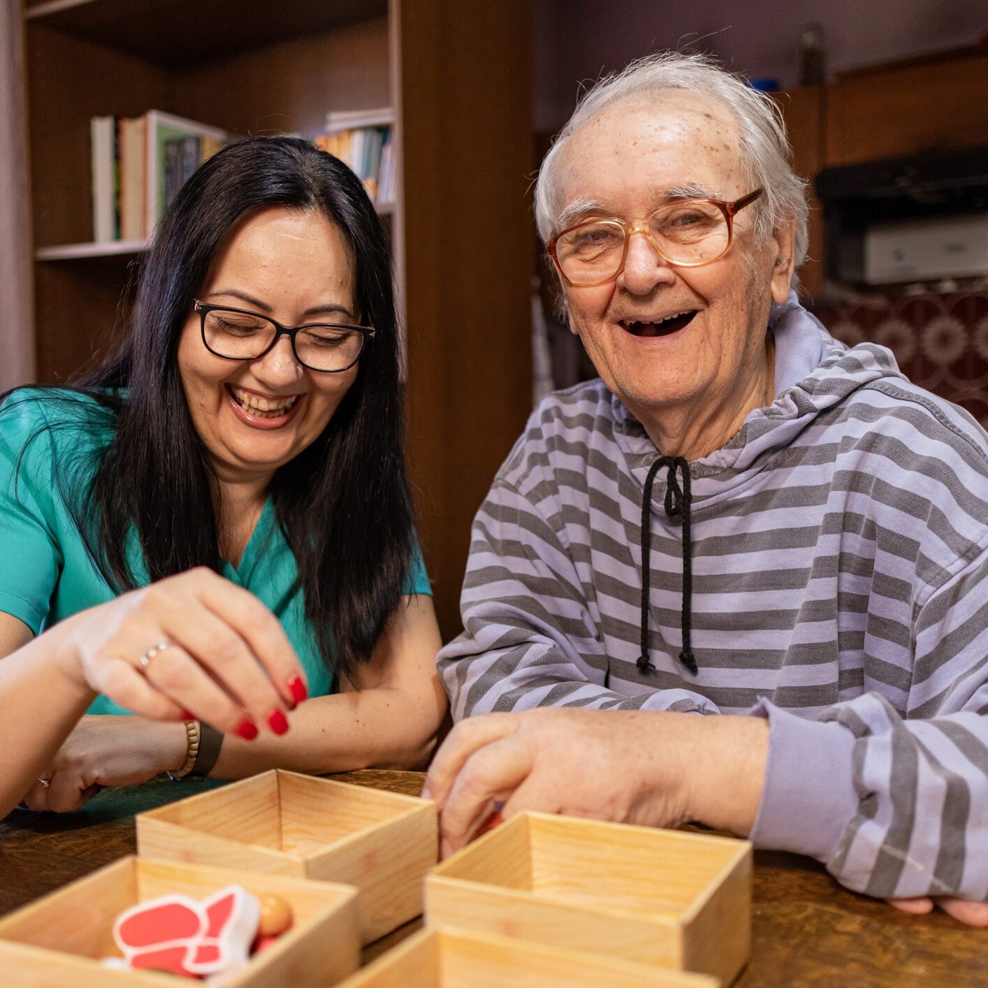 Smiling women engaging in an activity together